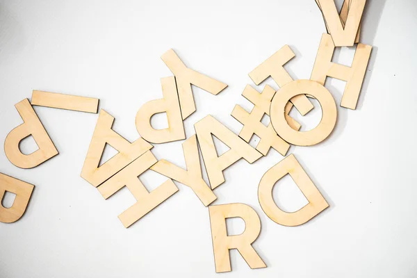 Letras Madera Con Palabra Sobre Fondo Blanco — Foto de Stock