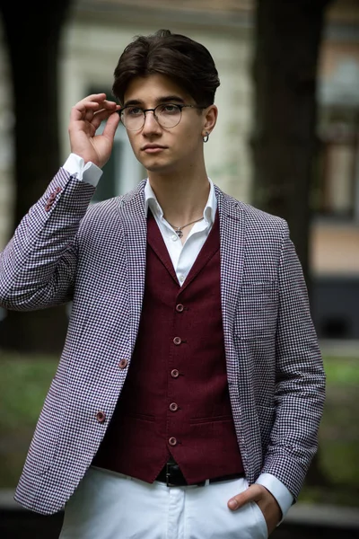 Handsome Young Man Glasses Posing — Stock Photo, Image