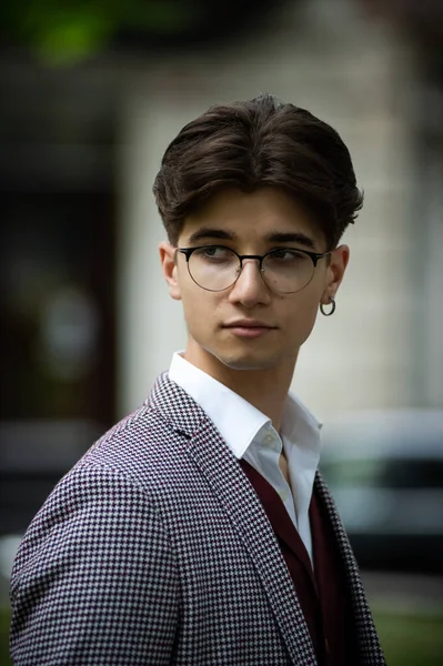 Handsome Young Man Glasses Posing — 图库照片