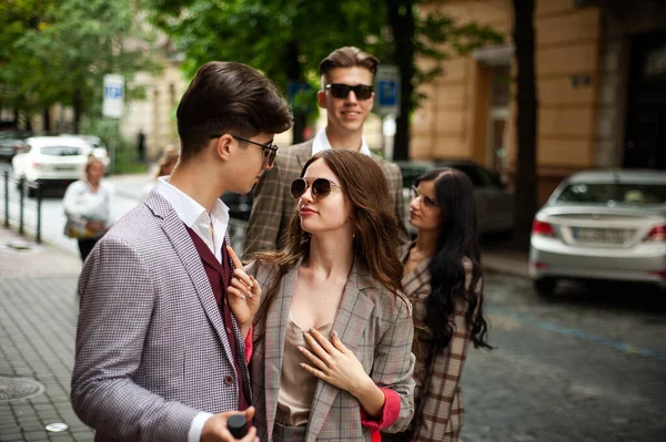 Young Beautiful Women City Street — Foto Stock