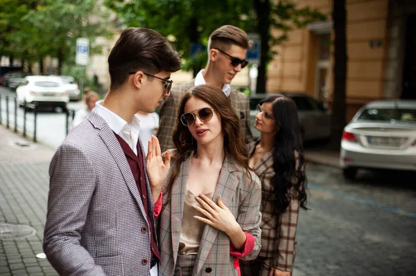 Young Beautiful Women City Street — Stockfoto