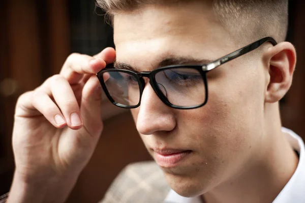 Handsome Young Man Glasses Posing — Stock Fotó