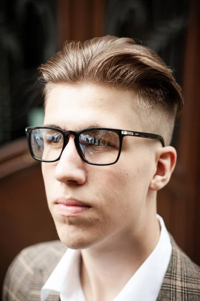 Handsome Young Man Glasses Posing — Stock Fotó