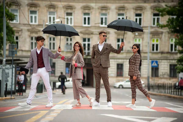 young people walking in the city