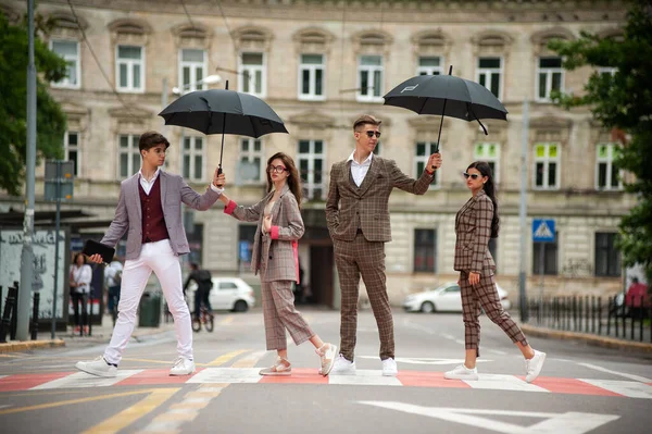 young people walking in the city