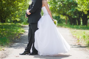 Güzel gelin buketi önce düğün töreni ile