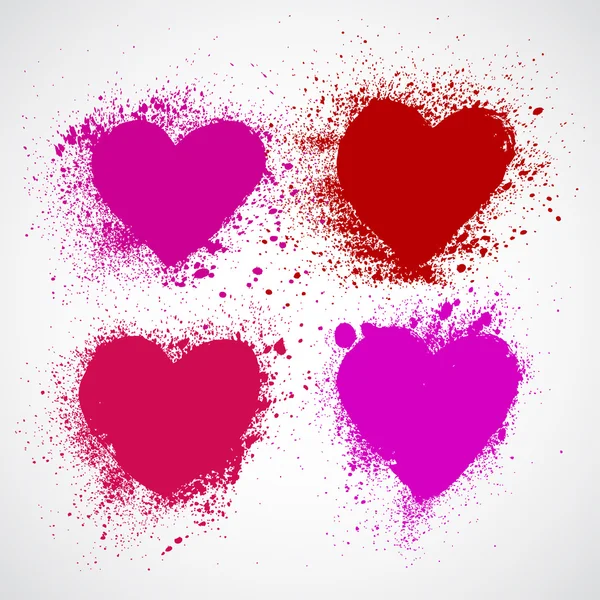 Grunge hearts set — Stock Vector