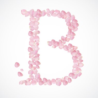 Gül pembe yaprakları gelen alfabe