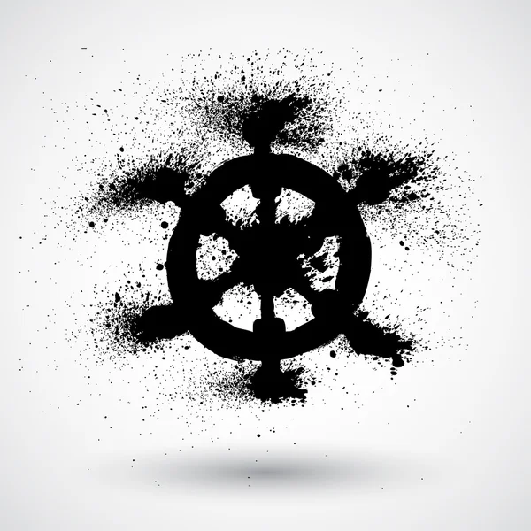 Symbole du bateau, volant grunge — Image vectorielle