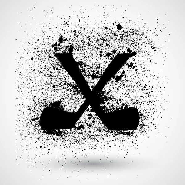 Grunge gekruiste Hockey Stick pictogram — Stockvector