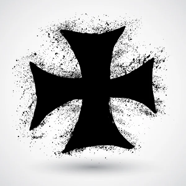 Иконка гранж-чёрного креста — стоковый вектор