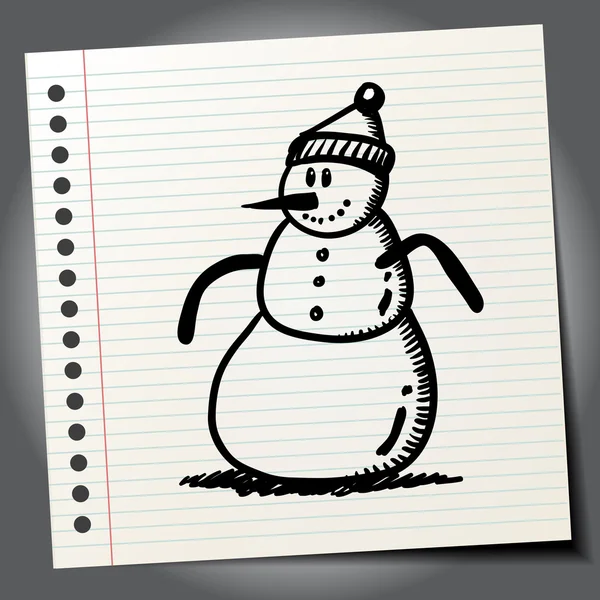 Γελοιογραφία χιονάνθρωπος με καπέλο. — Διανυσματικό Αρχείο