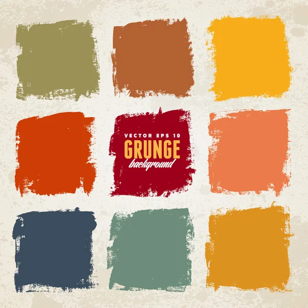Grunge encre dessinée à la main carrés colorés — Image vectorielle