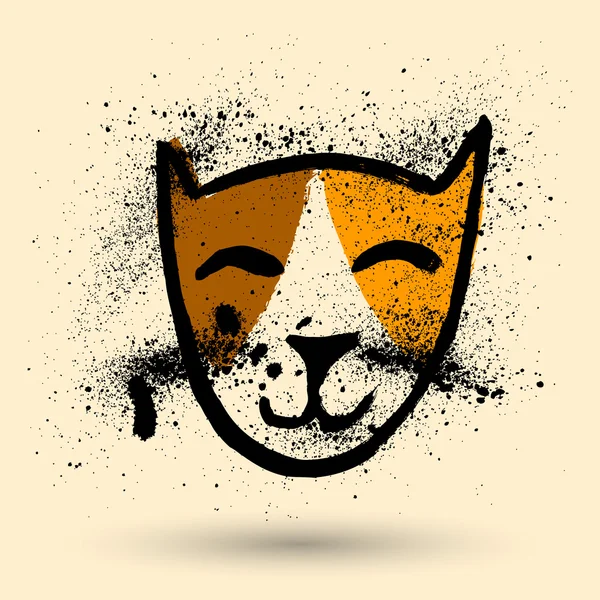 Grunge gato de dibujos animados — Vector de stock