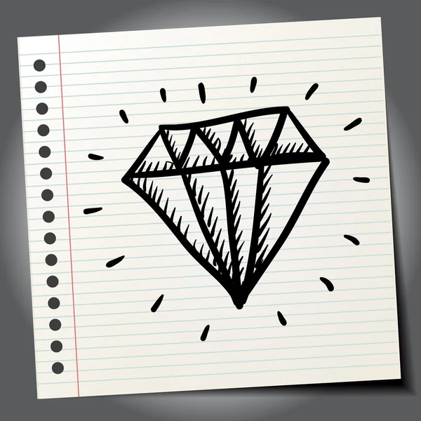 Desenhos animados de diamante no estilo doodle — Vetor de Stock