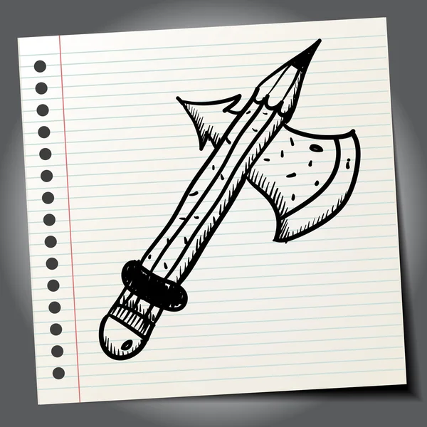 Cartoon axe with pencil — Stock Vector