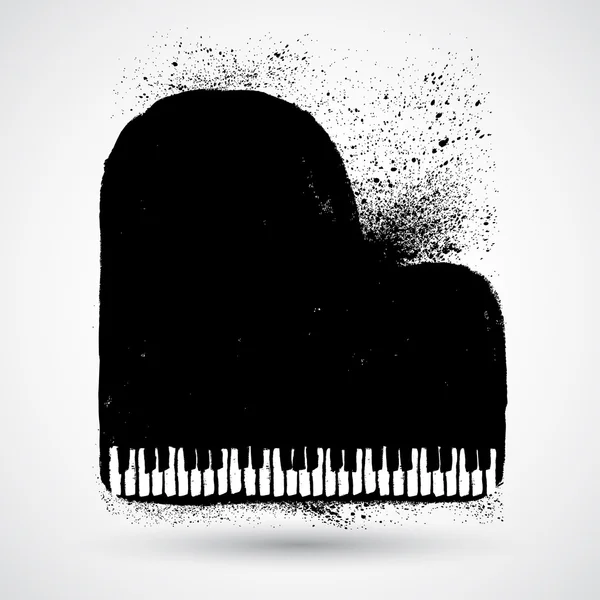 Grunge teclas de piano en blanco y negro — Vector de stock