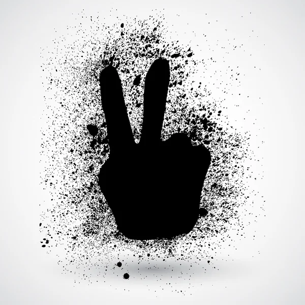 Victory fingers grunge icon — Stock Vector