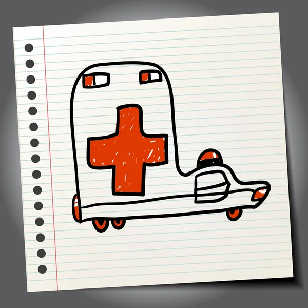 Doodle carro de ambulância — Vetor de Stock