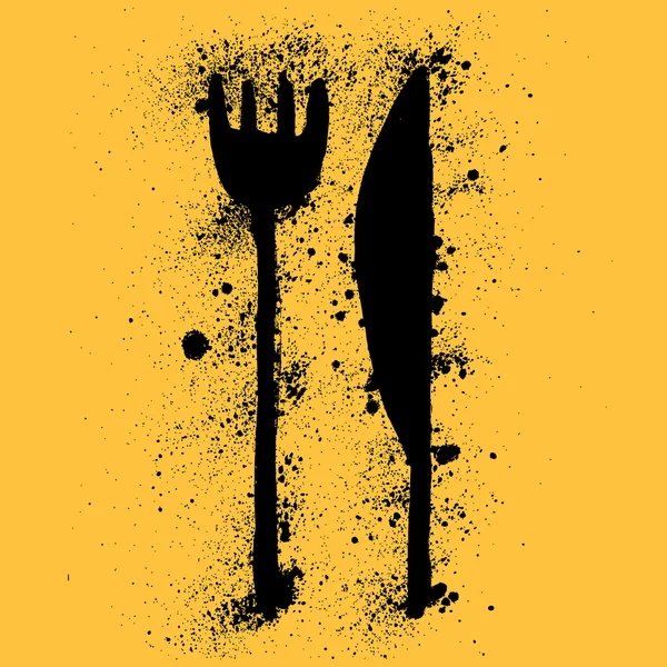 Grunge knife and fork — Stock Vector