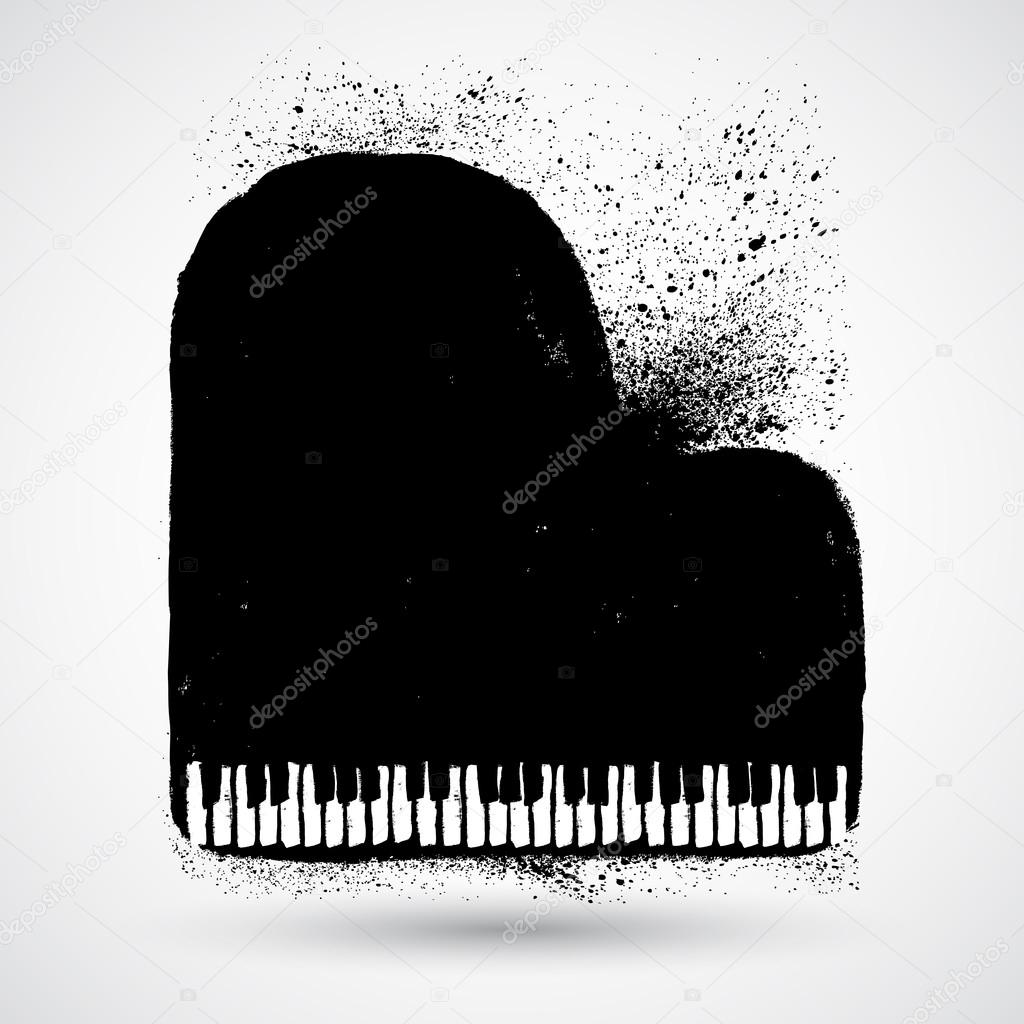 Grunge black and white piano keys