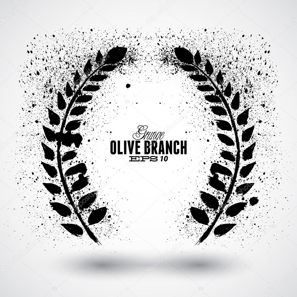 Hand drawn grunge olive branch
