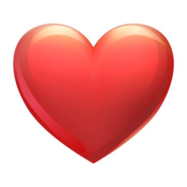 Büyük Kırmızı Kalp beyaz arka planda. Sevgililer Günü tabelası. Sevgililer Günü aşk tatilinin parlak vektör çizimi. Büyük, güzel bir kalp şeklinin sembolü. Anneler günü için uygun, kadınlar günü için uygun.