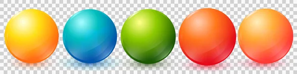 Conjunto Bolas Vectoriales Colección Bolas Colores Con Sombra Esferas Brillantes — Archivo Imágenes Vectoriales