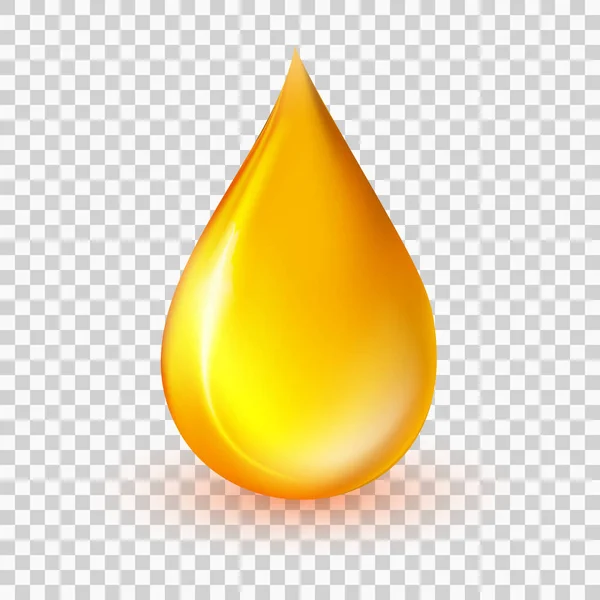 Illustration Vectorielle Goutte Huile Gouttelette Liquide Jaune Réaliste Isolée Sur — Image vectorielle