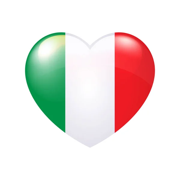 Vector Illustration Italian Flag Heart White Background 사이트 이탈리아 기념일 — 스톡 벡터