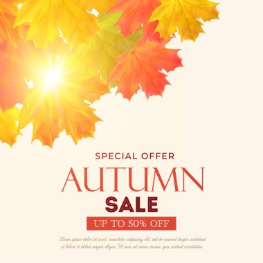 Sonbahar İndirimi% 50 İndirim Vektör Bayrağı