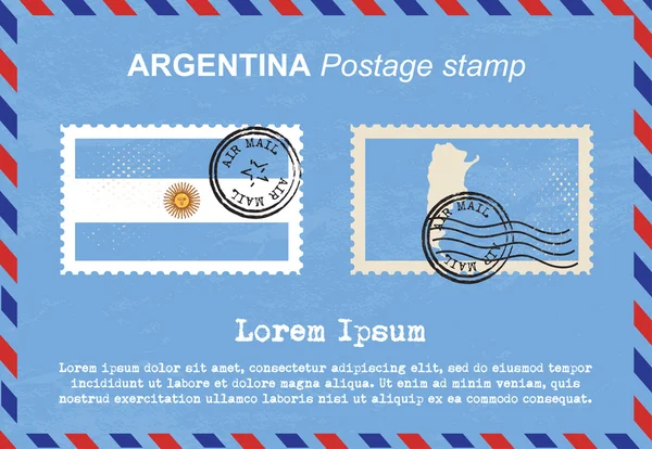 Arjantin posta pulu, posta pulu, vintage damga, hava posta zarf. — Stok Vektör