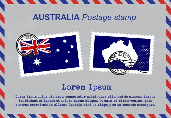 Australia sello postal, sello postal, sello vintage, sobre de correo aéreo . — Vector de stock