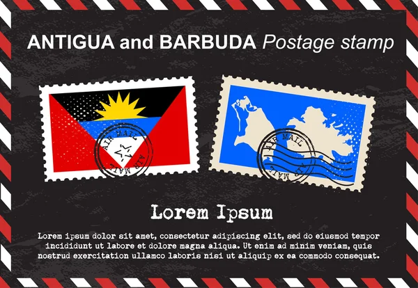 Antigua i Barbuda znaczka, znaczków, vintage pieczęć, koperty mail powietrza. — Wektor stockowy