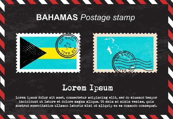 Bahamy znaczka, znaczków, vintage pieczęć, koperty mail powietrza. — Wektor stockowy