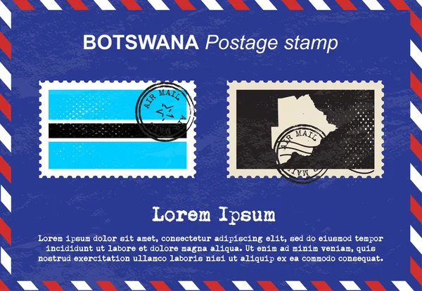 Botswana sello postal, sello vintage, sobre de correo aéreo . — Archivo Imágenes Vectoriales