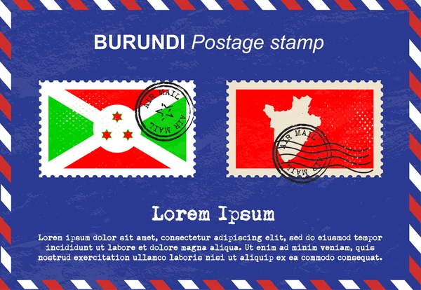 Поштова марка Бурунді, vintage штамп, повітря поштовий конверт. — стоковий вектор