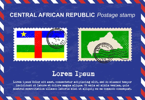 République centrafricaine timbre-poste, timbre vintage, enveloppe postale aérienne . — Image vectorielle