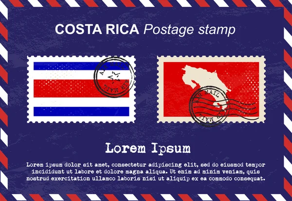 Costa Rica znaczka pocztowego, vintage pieczęć, koperty mail powietrza. — Wektor stockowy