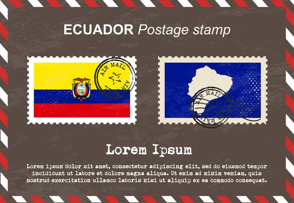 Ecuador sello postal, sello vintage, sobre de correo aéreo . — Archivo Imágenes Vectoriales