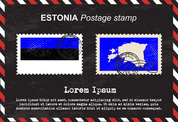 Estonie timbre postal, timbre vintage, enveloppe postale aérienne . — Image vectorielle