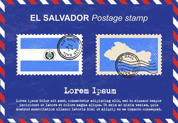El Salvador znaczka pocztowego, vintage pieczęć, koperty mail powietrza. — Wektor stockowy