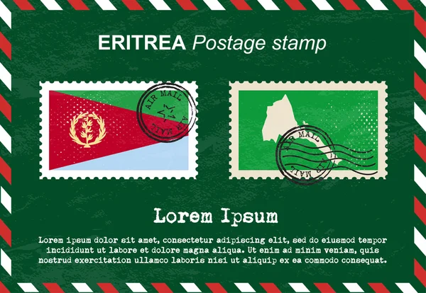 Erytrea znaczka pocztowego, vintage pieczęć, koperty mail powietrza. — Wektor stockowy