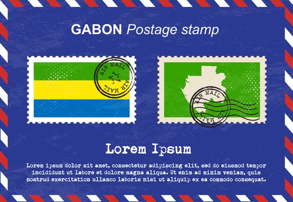 Габон поштова марка, vintage штамп, повітря поштовий конверт. — стоковий вектор