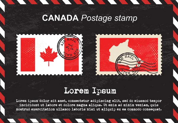 Kanada Briefmarke, alte Briefmarke, Luftpostumschlag. — Stockvektor