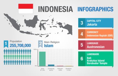 Endonezya infographics, istatistiksel veri, Endonezya bilgi, vektör çizim