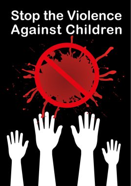 Stop şiddet çocuk vektör afiş, el vektör, poster