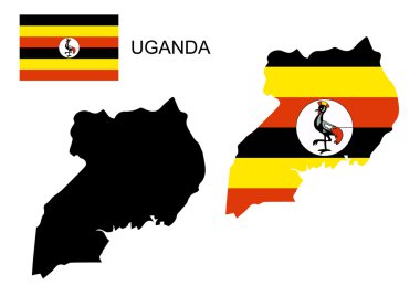 Uganda vektör harita ve bayrak, Uganda Haritası, Uganda bayrağı