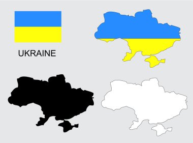 Ukrayna vektör harita ve bayrak, Ukrayna harita, Ukrayna bayrağı