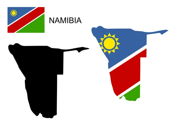 Namibia mapa y vector de bandera, Namibia mapa, Namibia bandera — Vector de stock